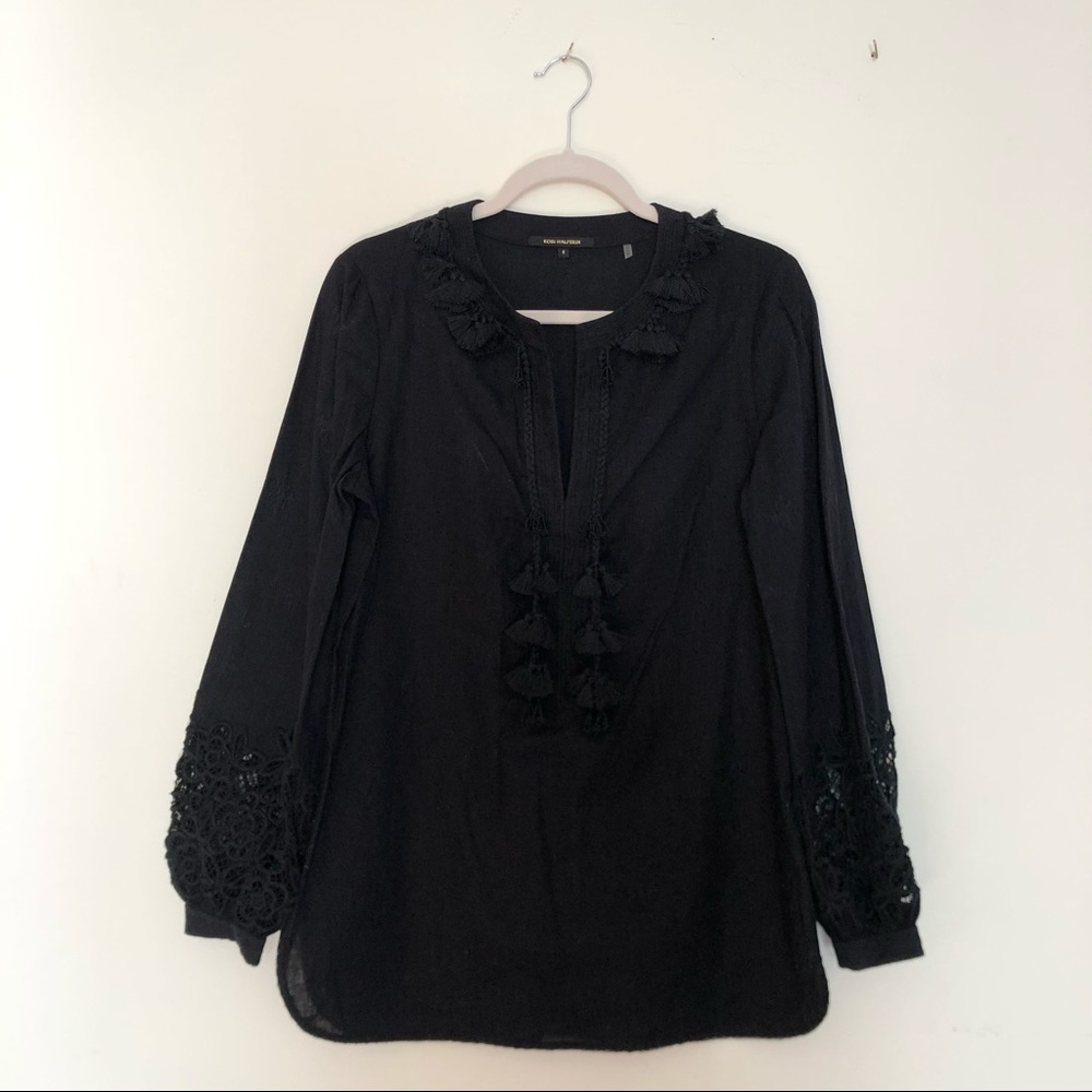 Kobi Halperin Tassel Tunic Embroidered Bell Sleeve